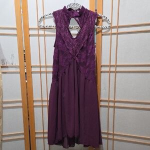 Elegant Purple Lace Women's Dress, Costume